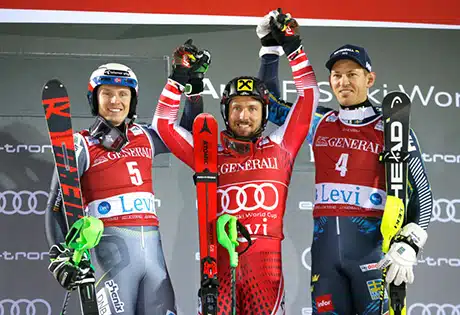 Marcel Hirscher voittoon Levin pujottelukisassa – suomalaisillla hiljaista