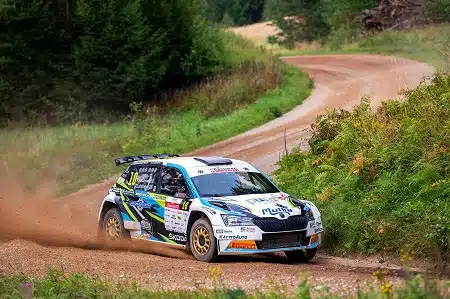 Teemu Asunmaa Länsirallikon Rallissa kolmantena ensimmäisen ajopäivän jälkeen
