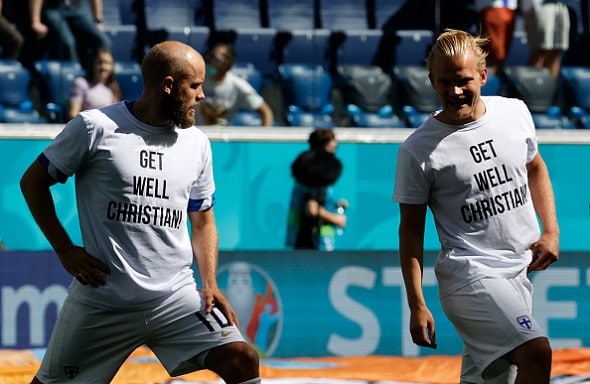 Huuhkajilta upea ele Christian Eriksenille